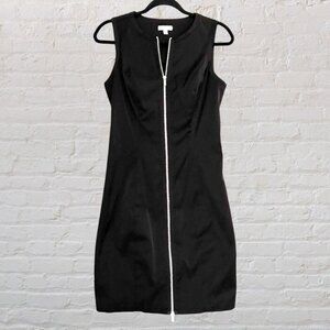 Cache Black Sleeveless Zip Front Sheath Dress Size 8